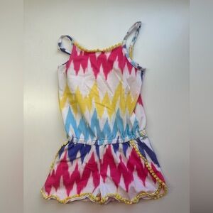 Appaman 4T Tie-Dye Pom Trim Romper | Bright Summer Outfit
